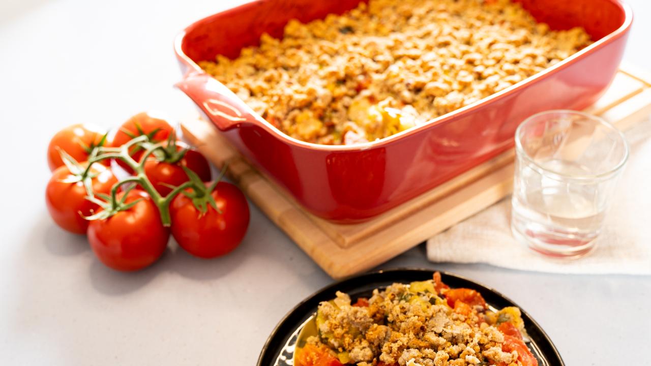 Recette de crumble de tomates et courgettes