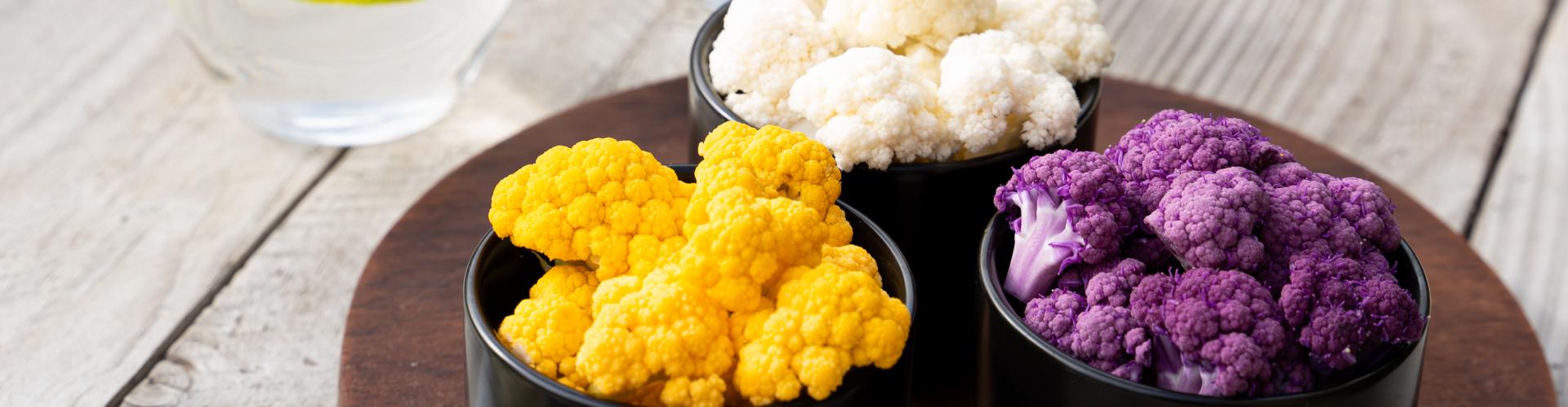 Choux fleurs colores et sauce cremeuse pour l aperitif