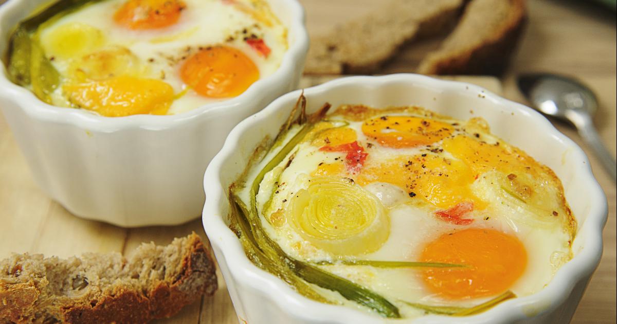 Œufs cocotte à la fondue de poireaux Recette Prince de Bretagne