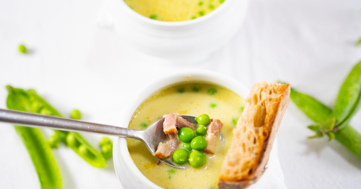 Soupe de petit pois, lardons et oignons | Recette Prince de Bretagne